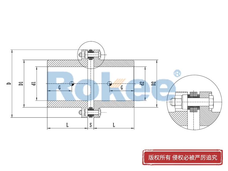 泵用膜片联轴器,RLM标准单节小型金属膜片联轴器