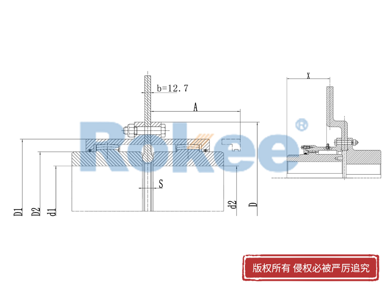 RODP内外齿联轴器,RODP制动盘型鼓形齿式联轴器